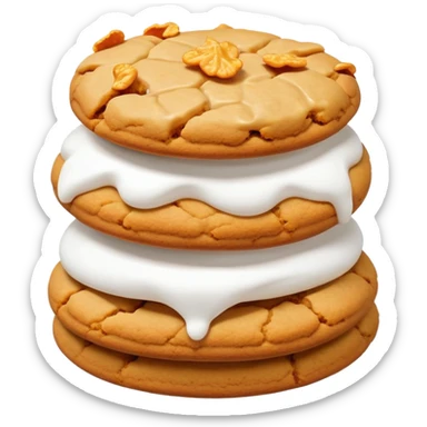 Big butterscotch cookie with cornflakes and marshmallow sauce sticker