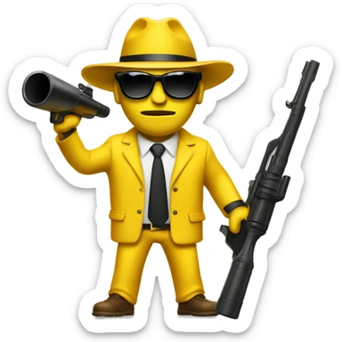 yellow suit mafia with bazooka and sunglasses sticker