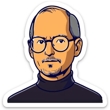 Steve Jobs wearing a turtleneck and glasses sticker