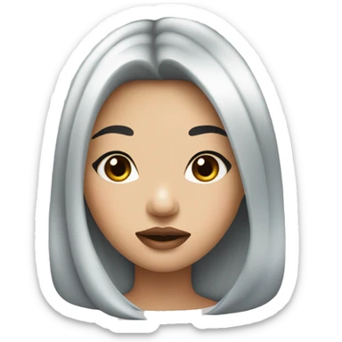 asian girl with sliver midle hair, big lips, long lashes sticker