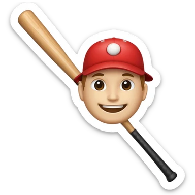 A baseball bat with a face sticker