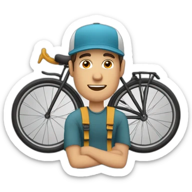 hombre gordo con gorra con bicicleta sticker