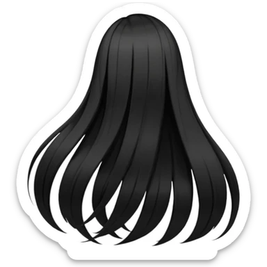 back view of long black hair sticker