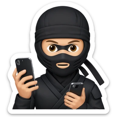 Ninja on his phone sticker