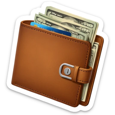 portefeuille marron avec quelques billets et carte bancaire sticker