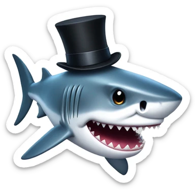 Shark with a top hat sticker