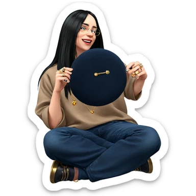 girl sitting with jewelry sticker