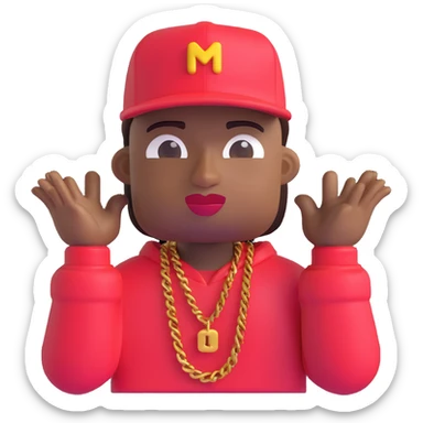 Make the rapper's skin significantly darker, keep the same 3D emoji style and all other features unchanged, with no background. sticker