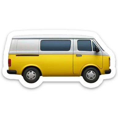 un van jaune qui roule devant la planète terre sticker