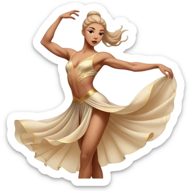 Cinematic Realistic Dance Poses, an elegant dancer mid-motion, muscles tensed with control, soft fabric of their attire flowing with movement, dramatic lighting highlighting the graceful lines, glowing with passion and poise. sticker