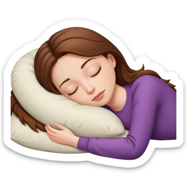White girl with brown hair sleeping on comfy pillow  sticker