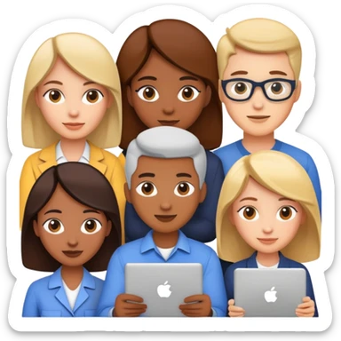 People working together on a project sticker