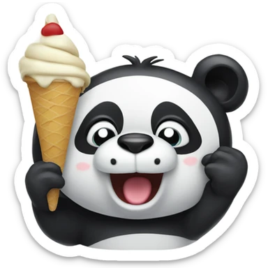 Panda eating ice cream sticker