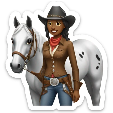 cowgirl with appaloosa horse sticker