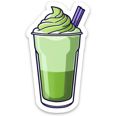 Iced matcha latte with lavender cold foam on top sticker