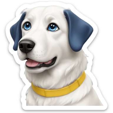 White dog blue eyes yellow collar  sticker