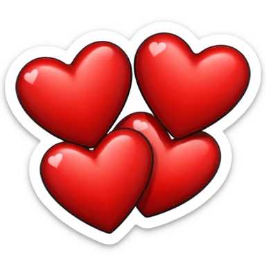 Tres corazones juntos negro rojo y negro sticker
