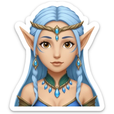 ESO female water elf warrior with lashes and earrings sticker