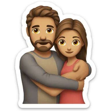 tanned man with beard and moustache with brown hair hugging brown hair girl sticker