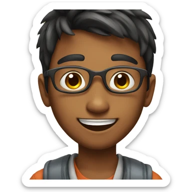 smart and indian boy taking selfiee with a smilig face sticker