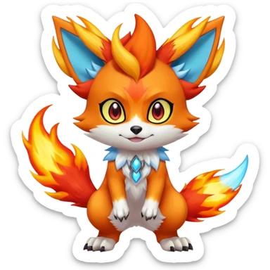 Torracat-Amaura-Fennekin-Fakémon-Digimon-fusion (full body) sticker