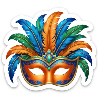 📦+ carnival mask in orange, blue and green , trying to make a carnival pack sticker