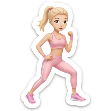 white girl  in light pink clothes exercising sticker