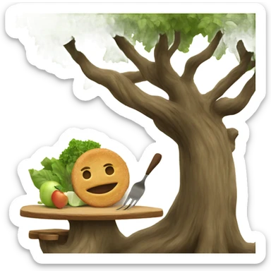 A tree eating lunch sticker