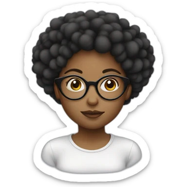 girl with 2 afro puffs and glasses and sleep sticker