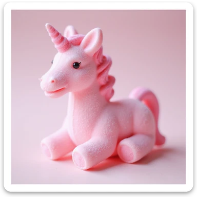 realistic pink candy shaped like a unicorn, photorealistic style sticker