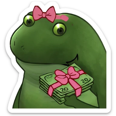 money stack with pink bow sticker