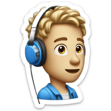 blue-freckle-with-earphone sticker