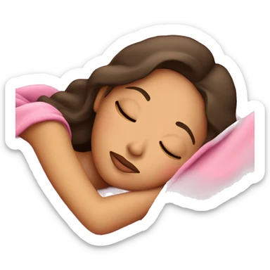 Brunette sleeping with pink blanket  sticker