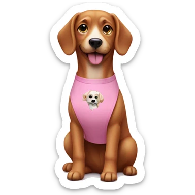 Dog wearing a pink apron  sticker