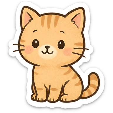 cute cat sitting, general style, cute and charming sticker