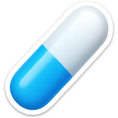 blue and white pill sticker