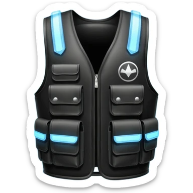 all-black bulletproof vest, glowing and sparkling sticker