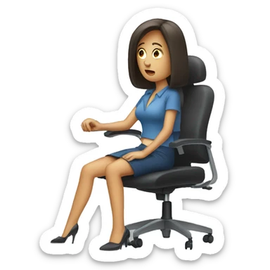 a woman sitting on an office chair looking bored sticker