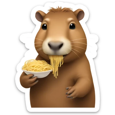 capybara eating spaghetti sticker