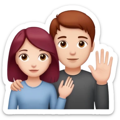 Burgundy haired girl holding brunette boyfriends hand sticker