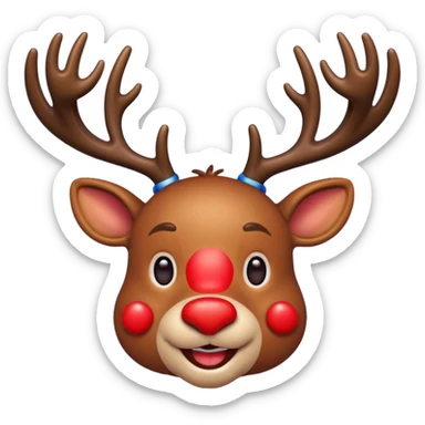 Τον Rudolf που χαμογελαει και με πολλά πολύχρωμα λαμπιόνια στα κερατάκια του sticker
