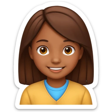 Cute girl kid emoji brown body sticker