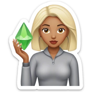 Light skin black woman with sims plumbob sticker