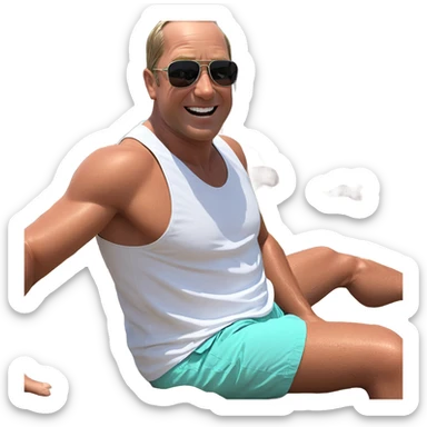 boys enjoying summer at beach sticker