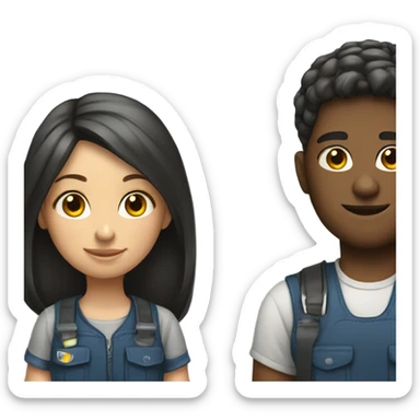 Boy and girl tow truck drivers together  sticker