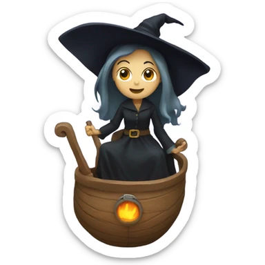 a witch in a ship sticker