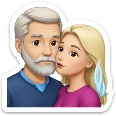 Man with gray beard kissing blonde woman sticker