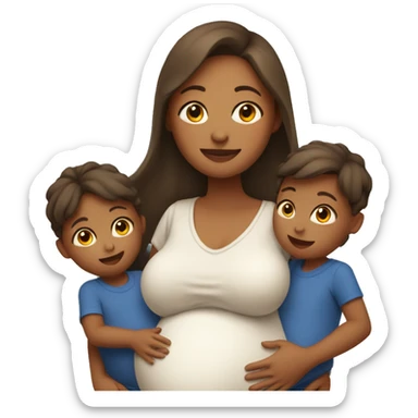 pregnant mom with children sticker