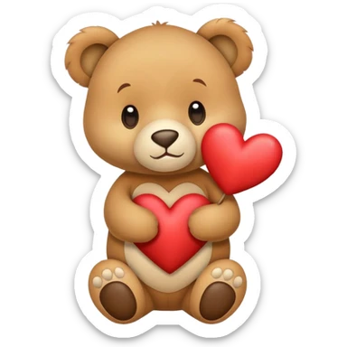Oso con un corazón , que se tierno  sticker