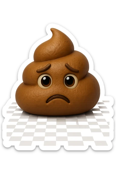 EMOJI STILE IPHONE 3D DI UNA MONTAGNETTA DI FECI A PALLINE CON ESPRESSIONE TRISTE, IPERREALISTICO 4K sticker